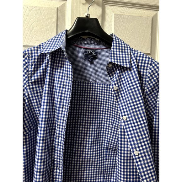 IZOD Women’s Size Large M Top Blouse Shirt Button Down Long Sleeve Stretch Blue - Picture 8 of 9
